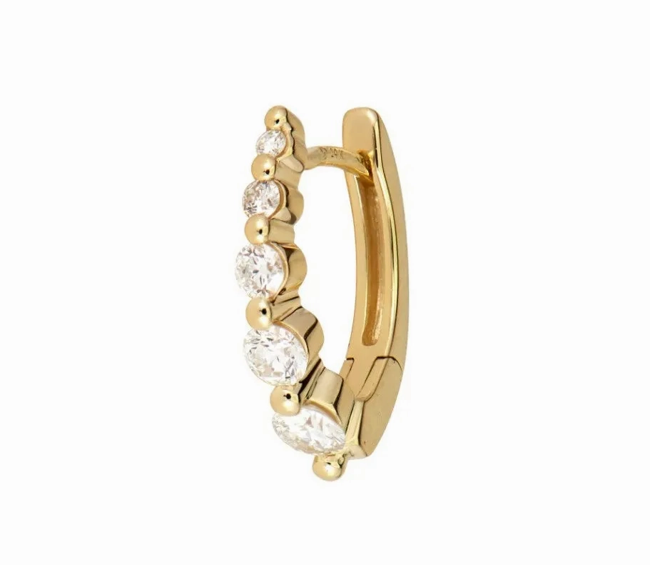 14KYG 0.21CT DIAMOND OVAL GRADUATED HUGGIE HOOP