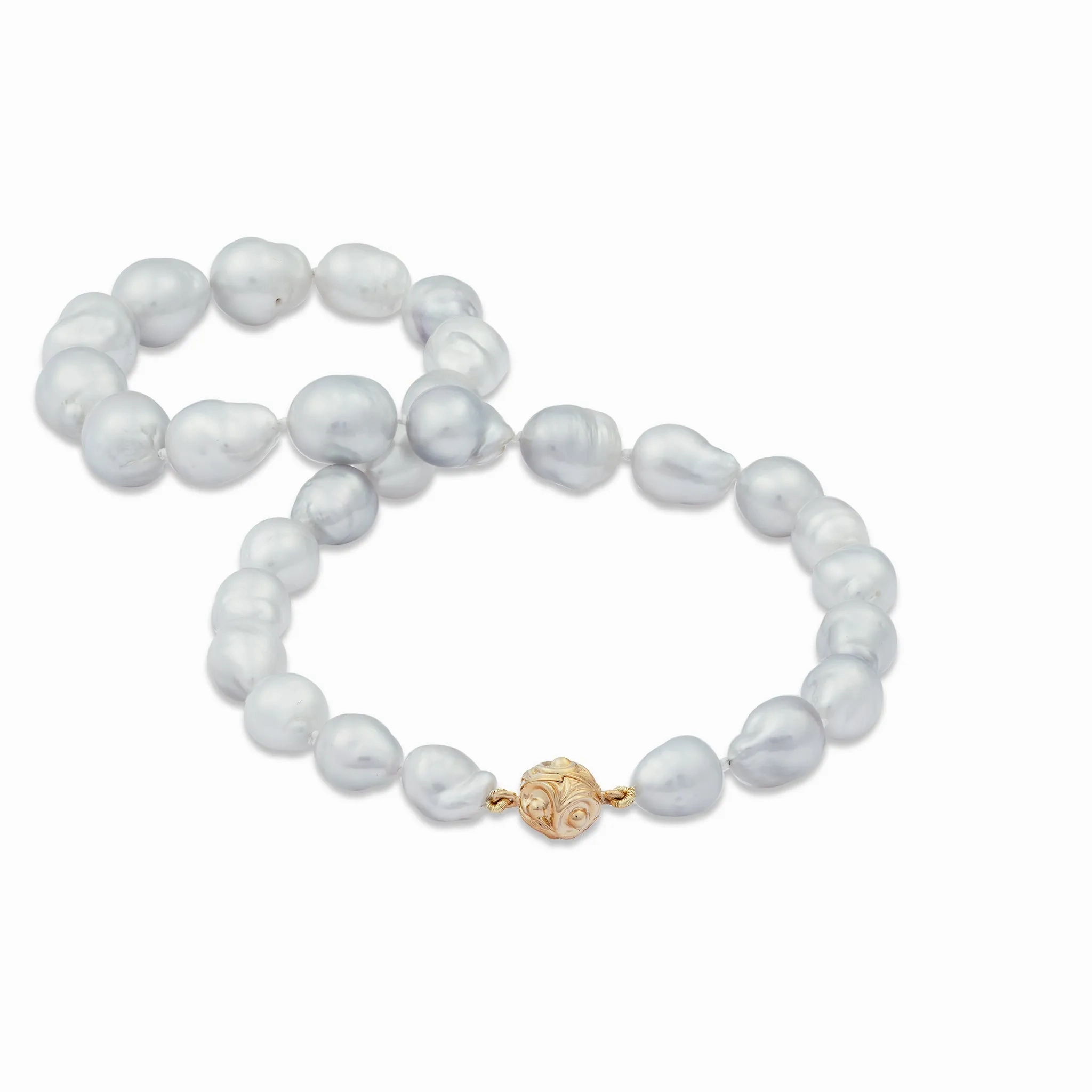 17-18&quot; South Sea Silver Pearl Strand with Magnetic Clasp in Gold - 9-13mm