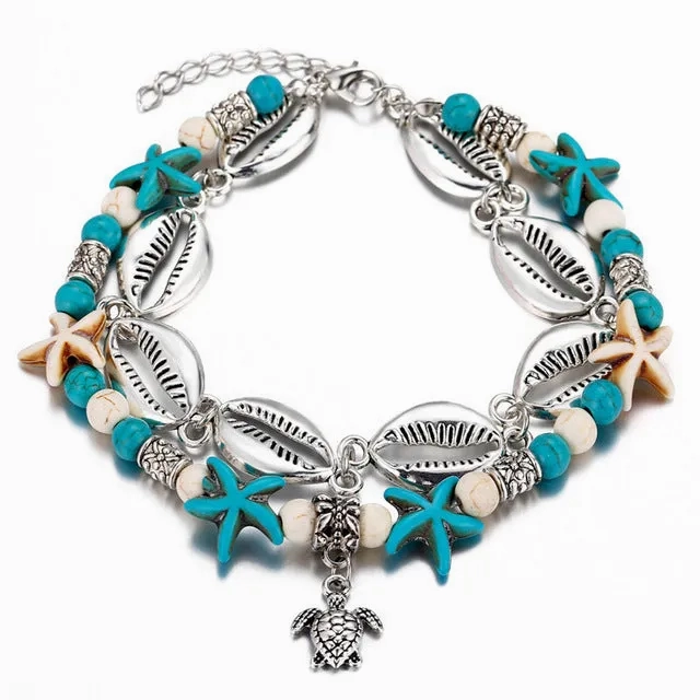 17KM New Silver Color Turtle Shell Anklets For Women Bohemian Anklet Bracelets On The Leg Female Foot Jewelry 2019 Drop Shipping