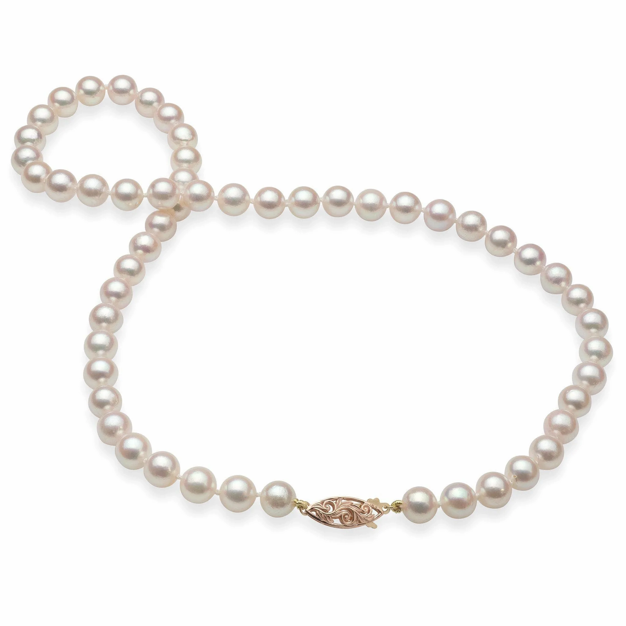 18-19&quot; Akoya Pearl Strand with Two Tone Gold Clasp - 7-8mm