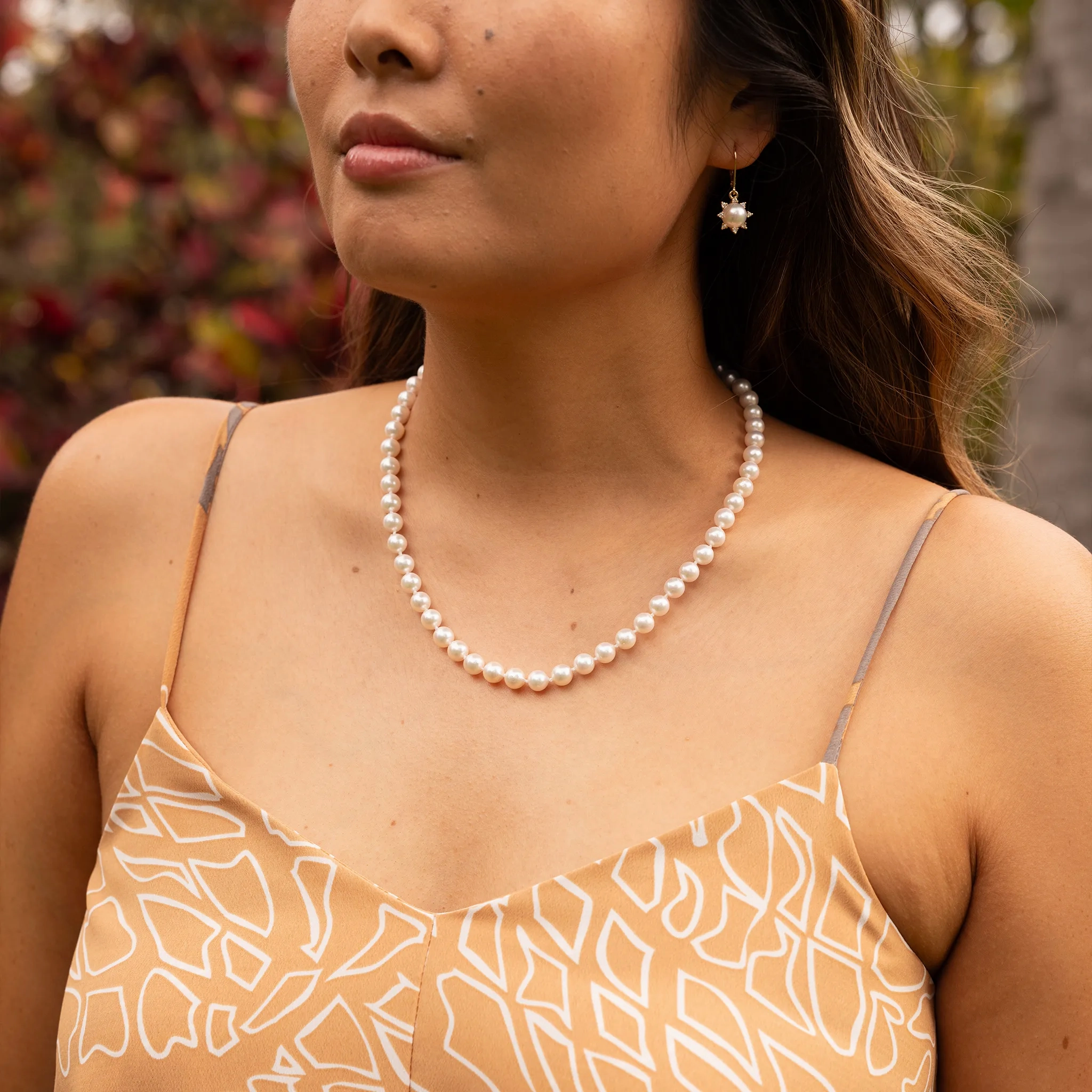 18-19&quot; Akoya Pearl Strand with Two Tone Gold Clasp - 7-8mm