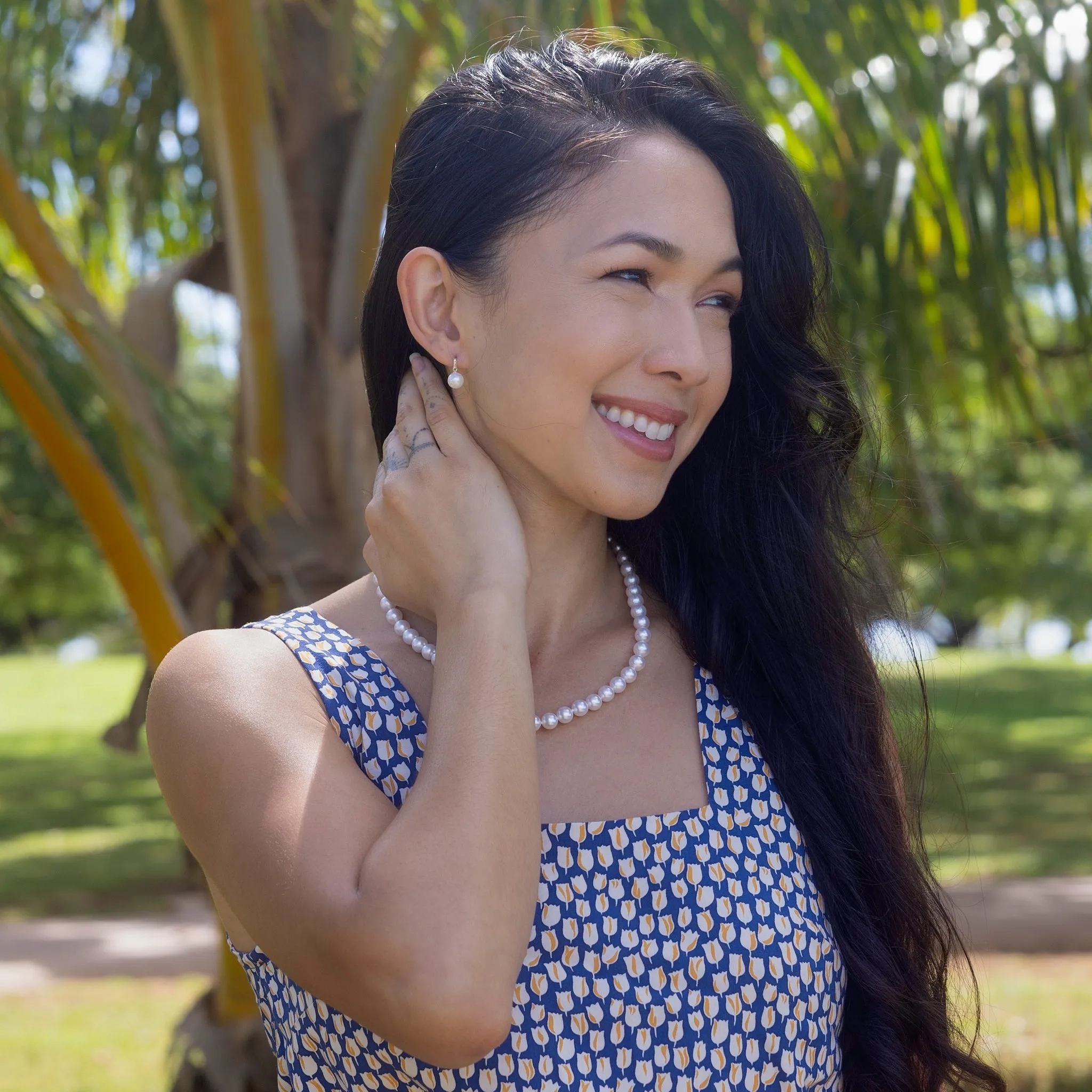 18-19&quot; Akoya White Pearl Strand with Gold Clasp - 8-8.5mm