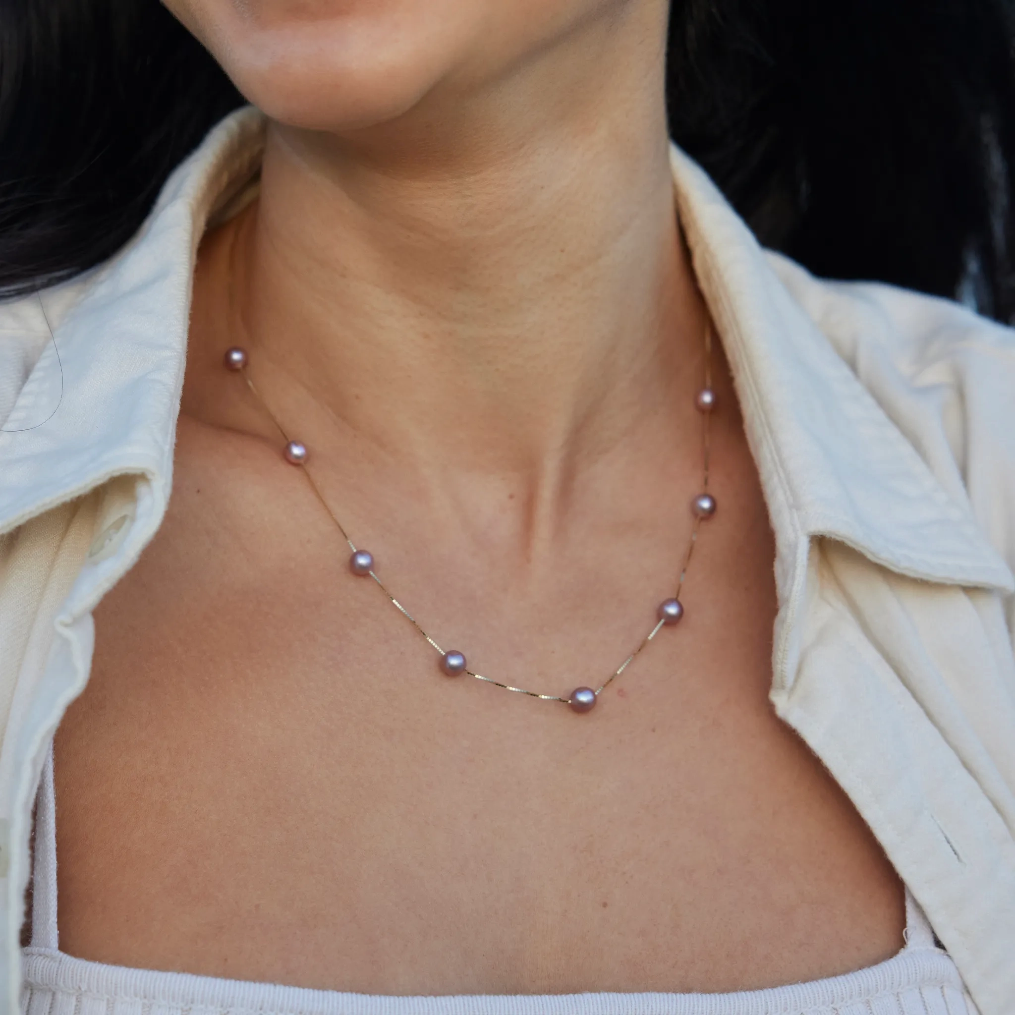 18&quot; Freshwater Pearl Necklace in Gold - 5-6mm