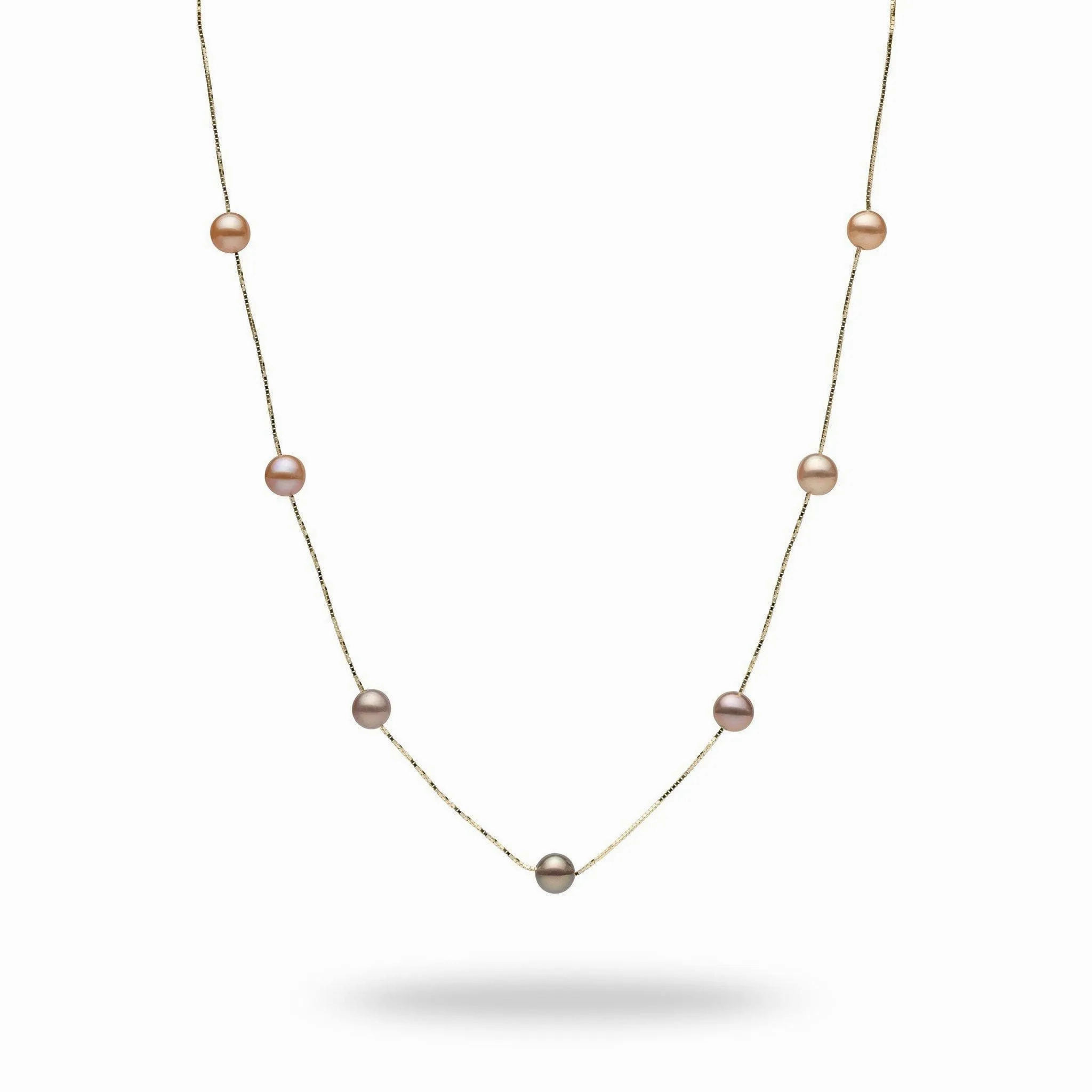 18&quot; Mixed Freshwater Pearl Necklace in Gold - 5-6mm