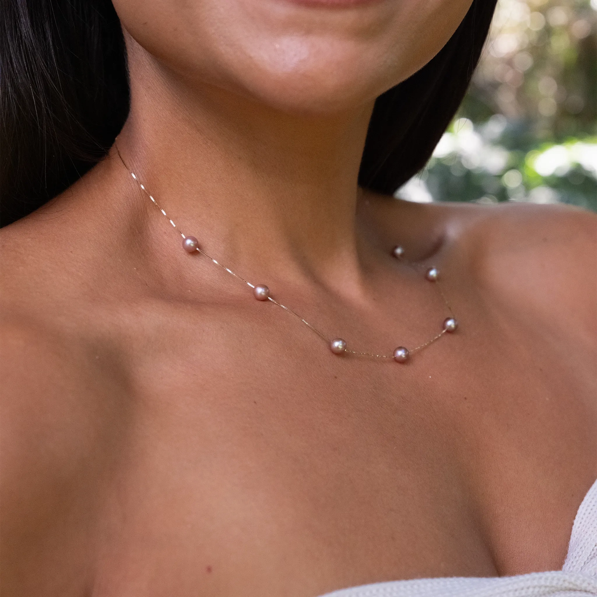 18&quot; Mixed Freshwater Pearl Necklace in Gold - 5-6mm