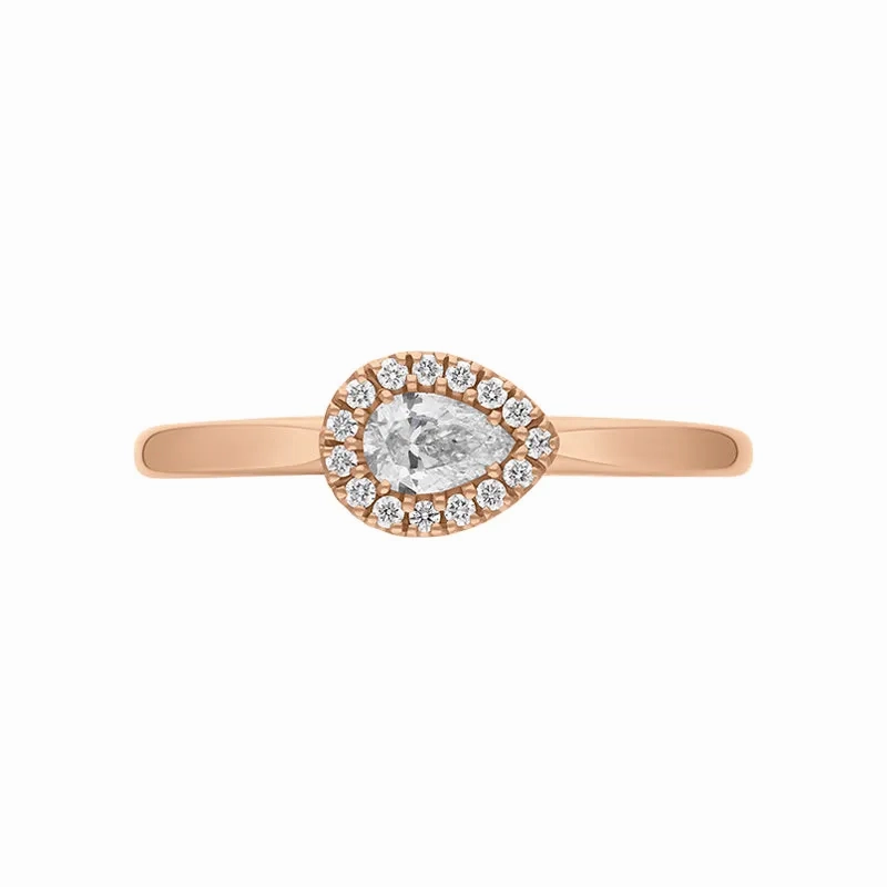 18ct Rose Gold 0.25ct Diamond Pear Cut Cluster Ring