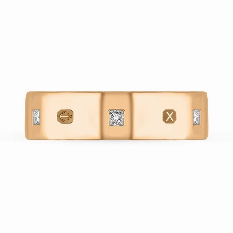 18ct Rose Gold 0.36ct Diamond Queen's Jubilee Hallmark Princess Cut 6mm Ring D