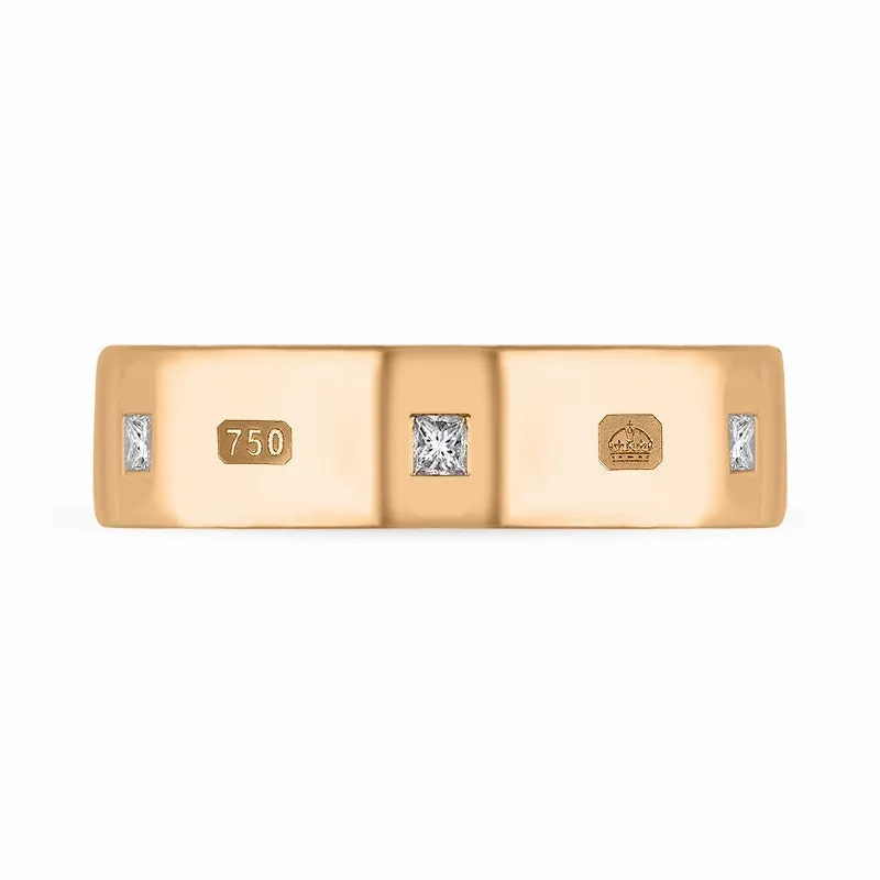 18ct Rose Gold 0.36ct Diamond Queen's Jubilee Hallmark Princess Cut 6mm Ring D