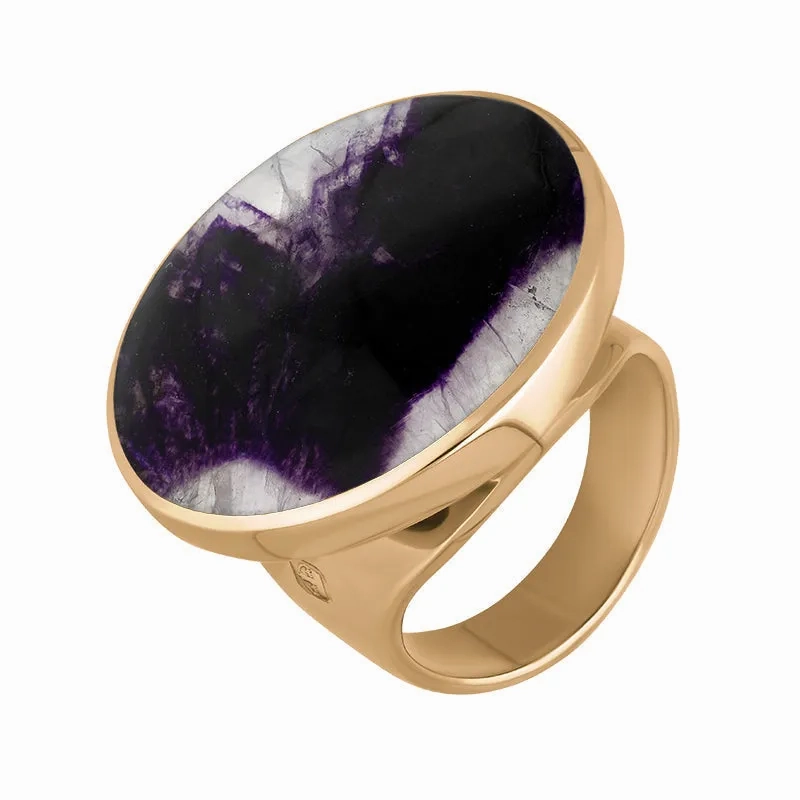 18ct Rose Gold Blue John Hallmark Medium Round Ring