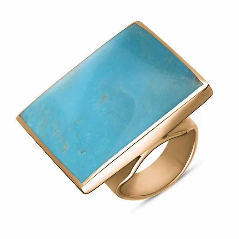 18ct Rose Gold Turquoise Hallmark Large Square Ring