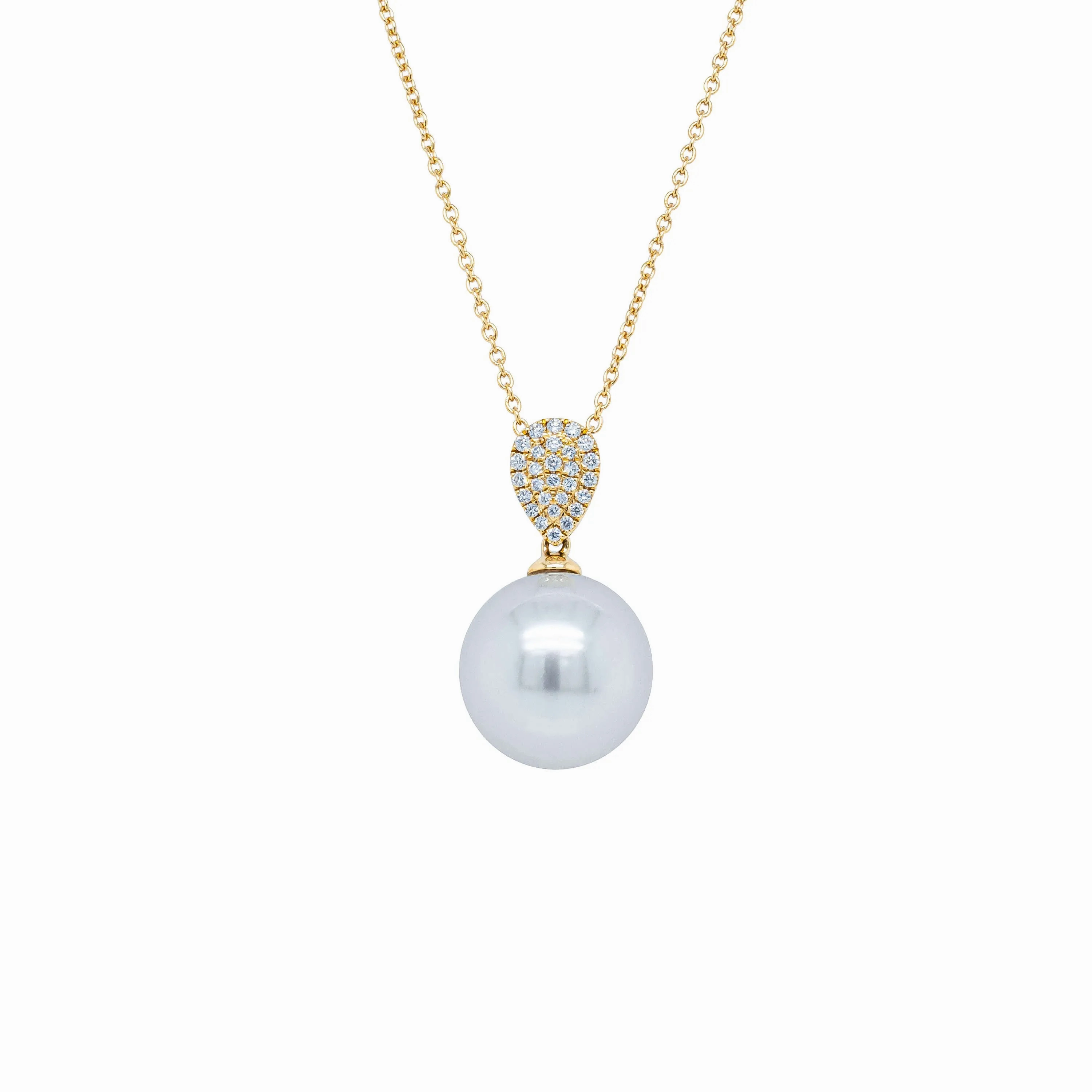 18ct Yellow Gold 13.6mm South Sea Pearl &amp; Diamond Aegean Pendant