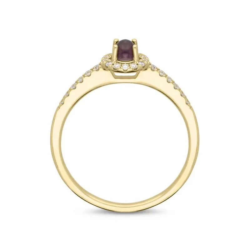 18ct Yellow Gold Blue John Diamond Round Cluster Ring