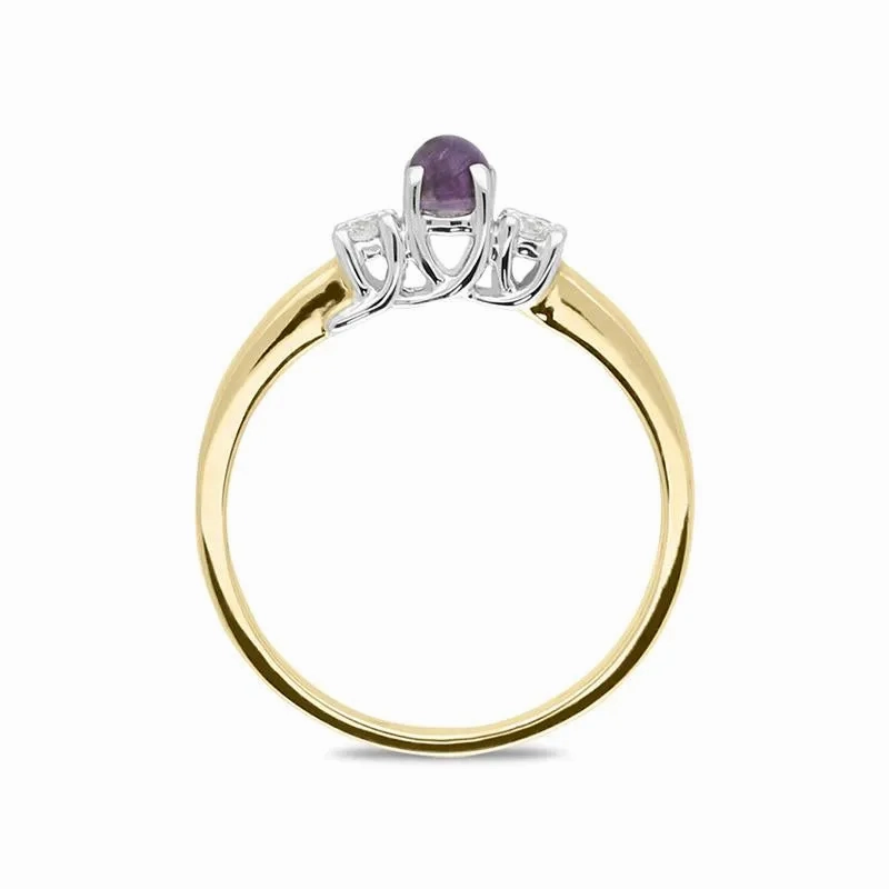 18ct Yellow Gold Blue John Diamond Trilogy Ring
