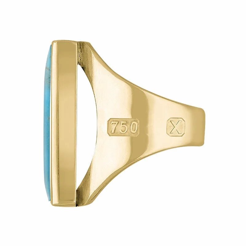 18ct Yellow Gold Turquoise Hallmark Medium Square Ring