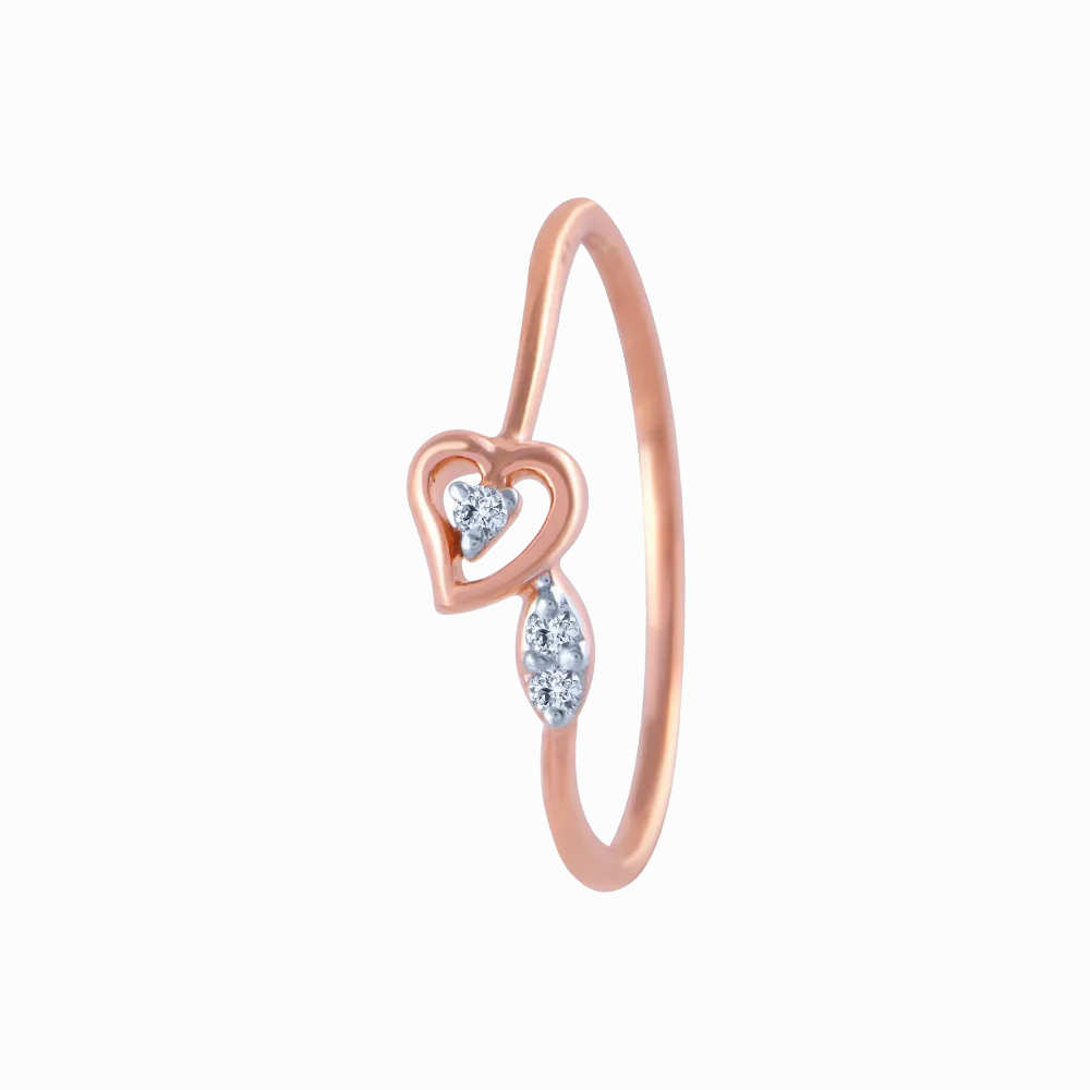 18k (750) Rose Gold And Diamond Ring For Women