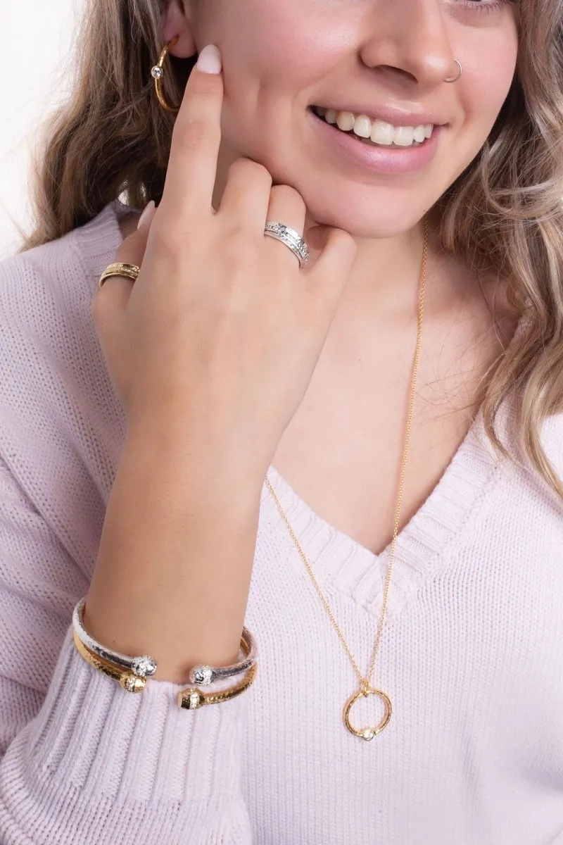 18K Gold Circle of Faith Tip-to-Tip Bracelet? in White Zircon