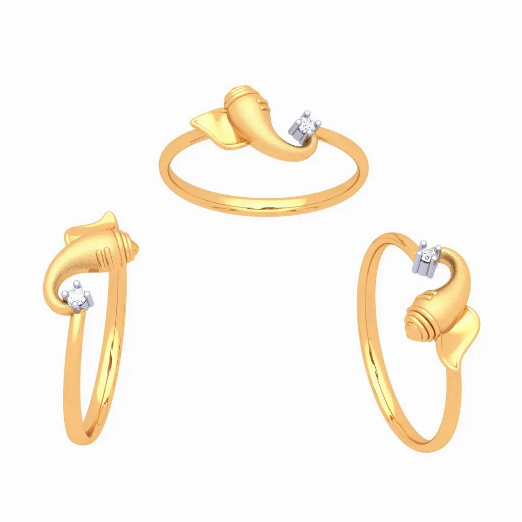18k Lord Ganesha Gold And Diamond Ring From P.c Chandra Jewellers