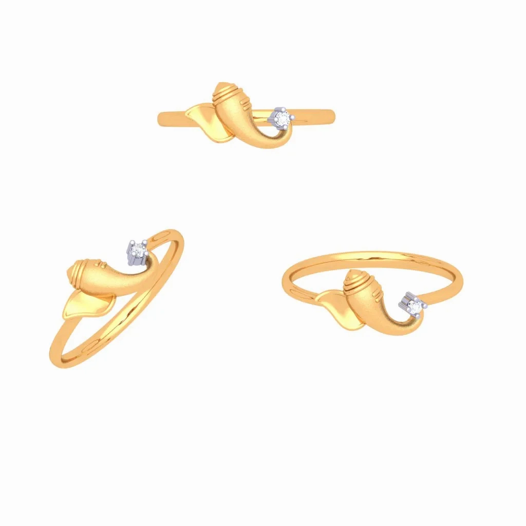 18k Lord Ganesha Gold And Diamond Ring From P.c Chandra Jewellers