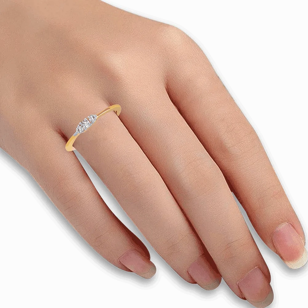 18KT (750) Yellow Gold And Diamond Ring For Women