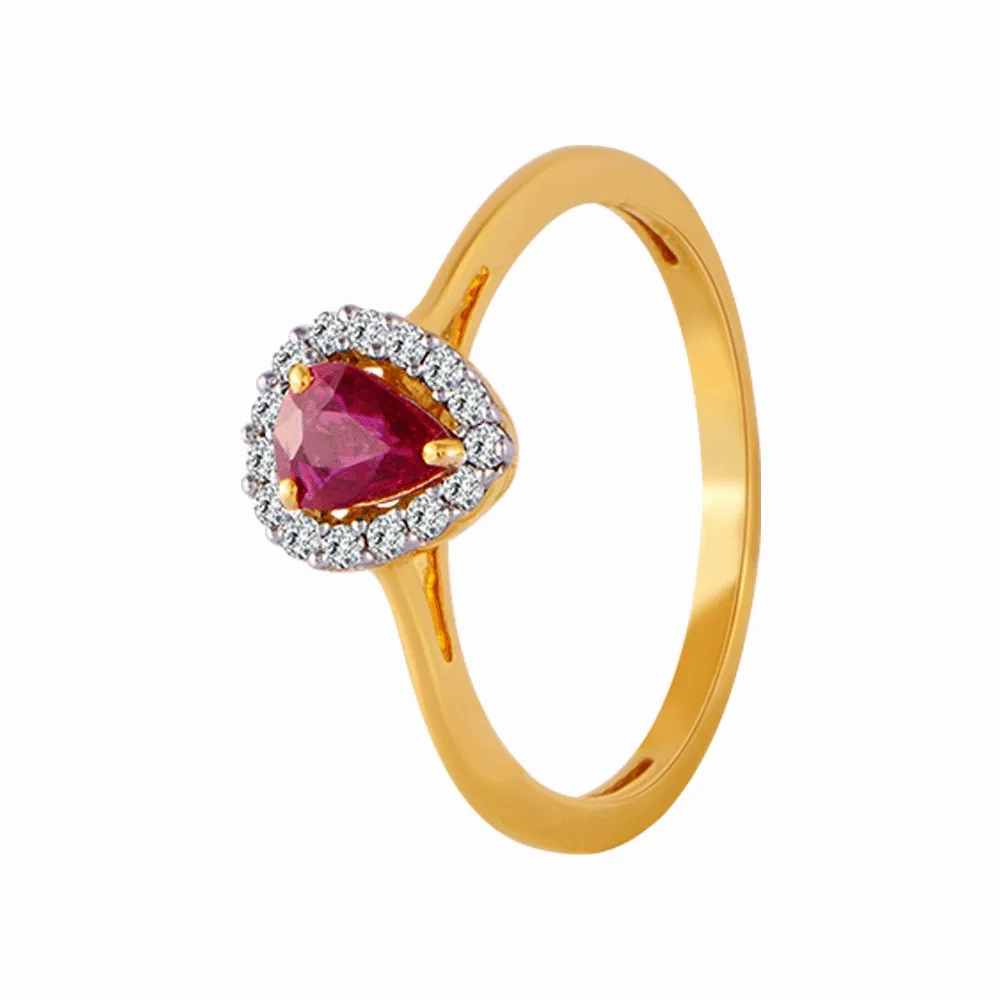 18KT (750) Yellow Gold And Diamond Ring For Women