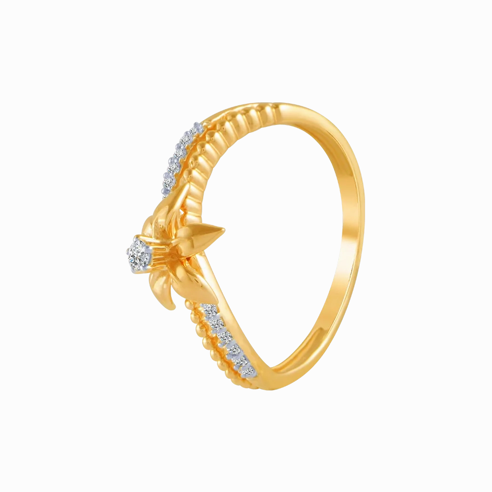 18KT (750) Yellow Gold And Diamond Ring For Women