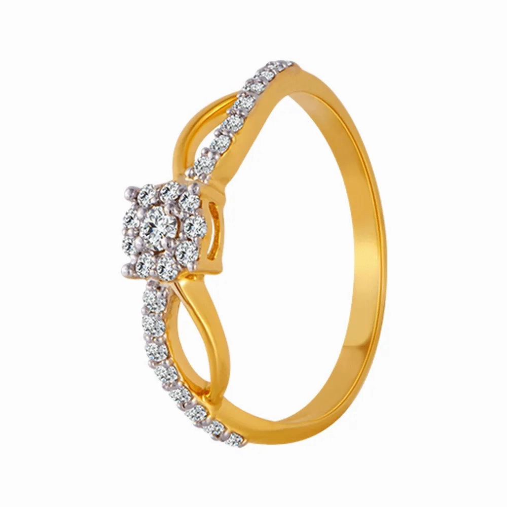 18KT (750) Yellow Gold And Diamond Ring For Women