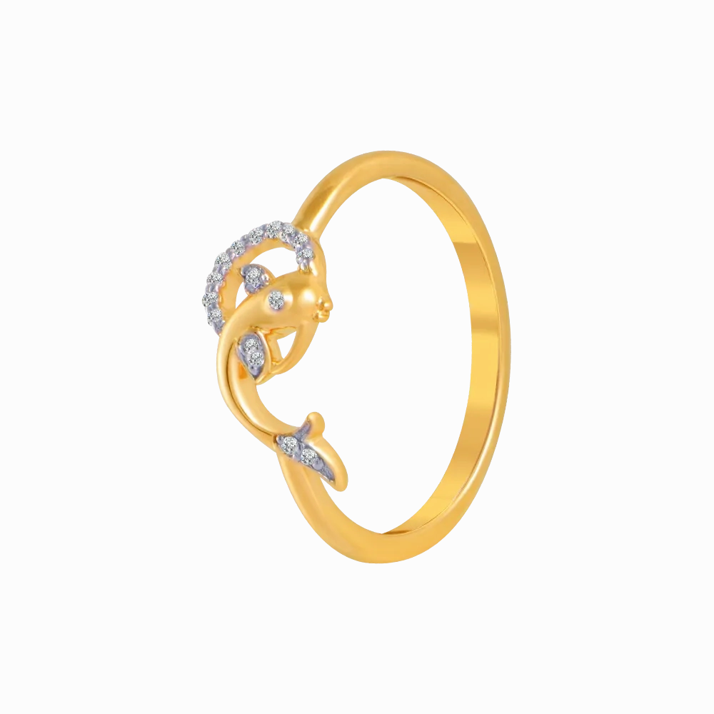 18KT (750) Yellow Gold And Diamond Ring For Women