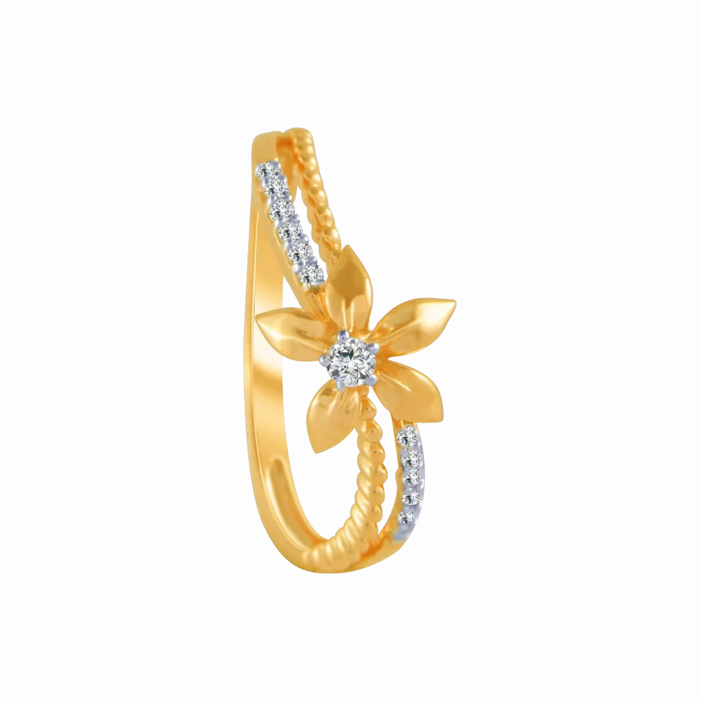 18KT (750) Yellow Gold And Diamond Ring For Women