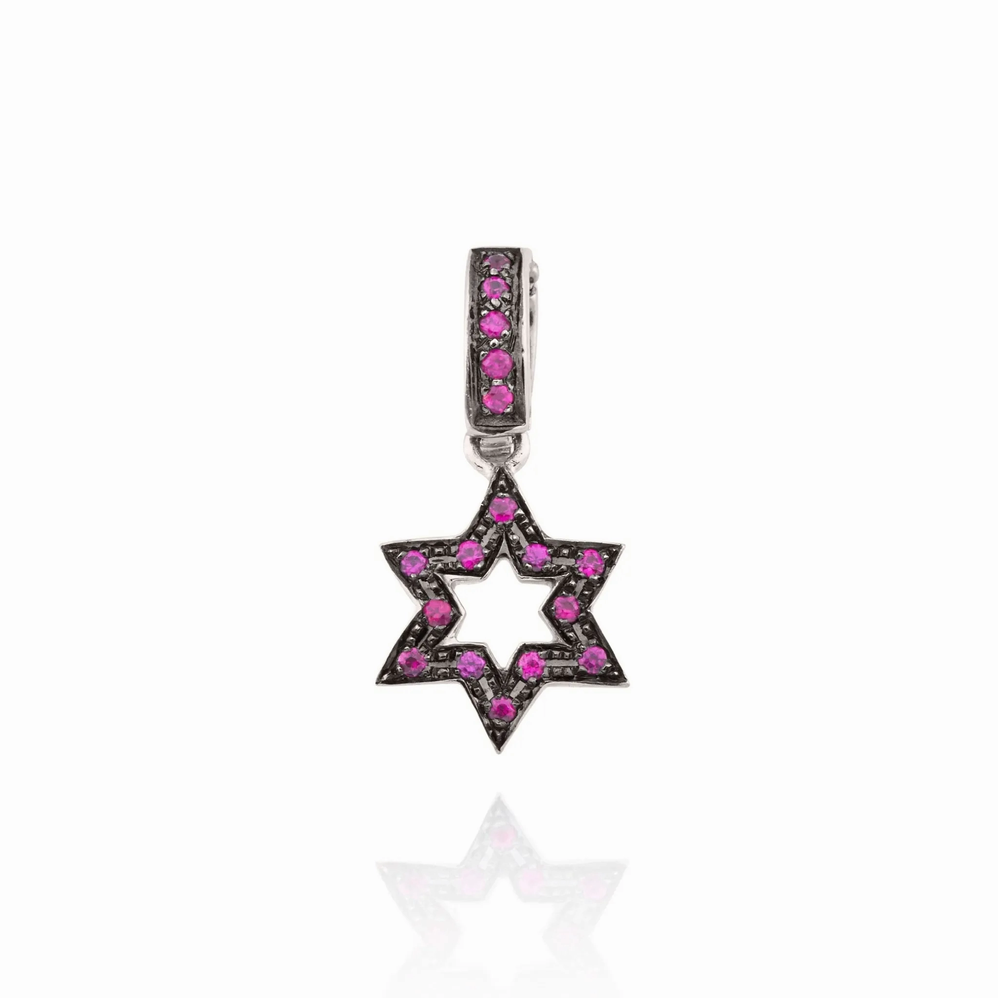 18kt Gold Pav?? Ruby Jewish Star