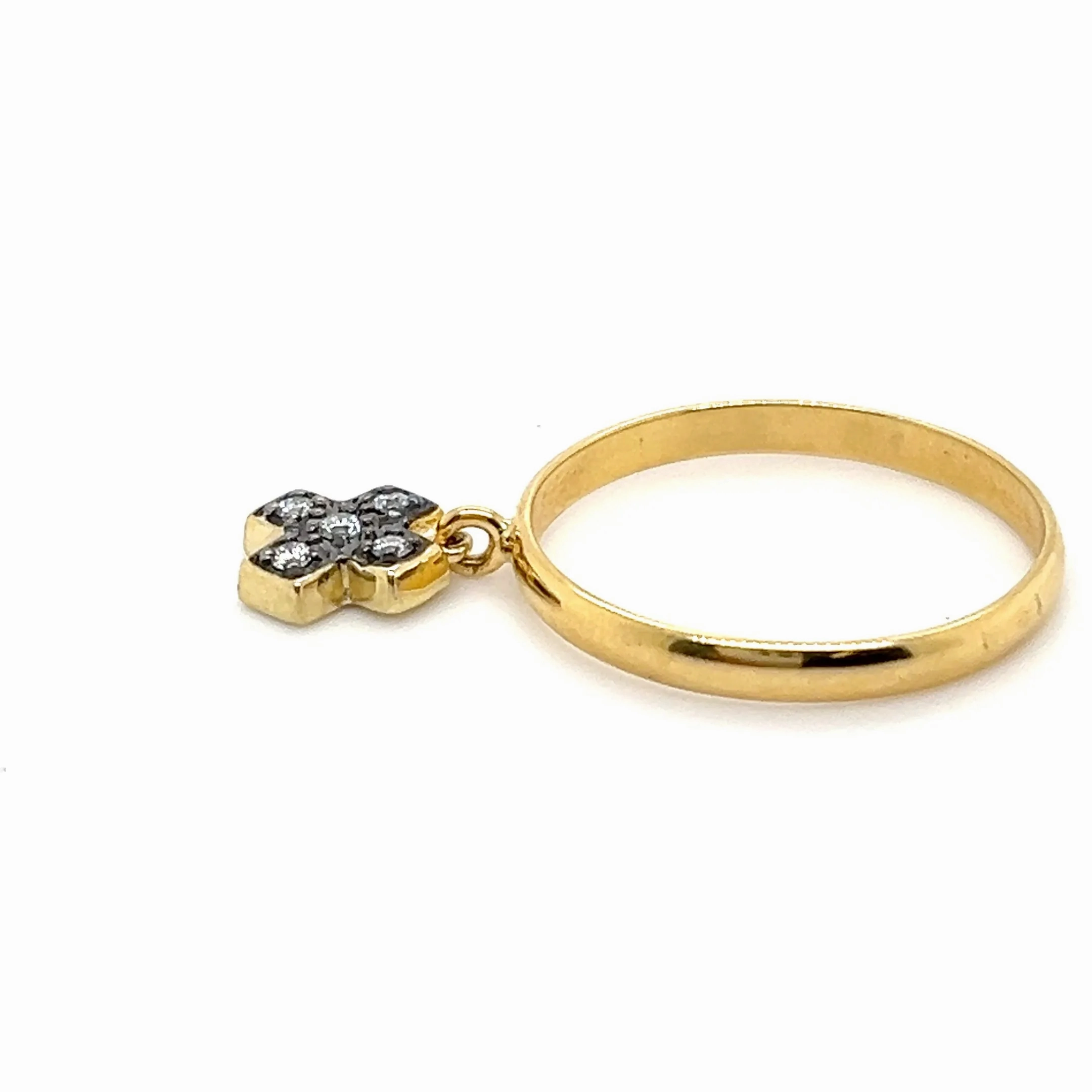 18kt Gold X Dangle Charm Ring