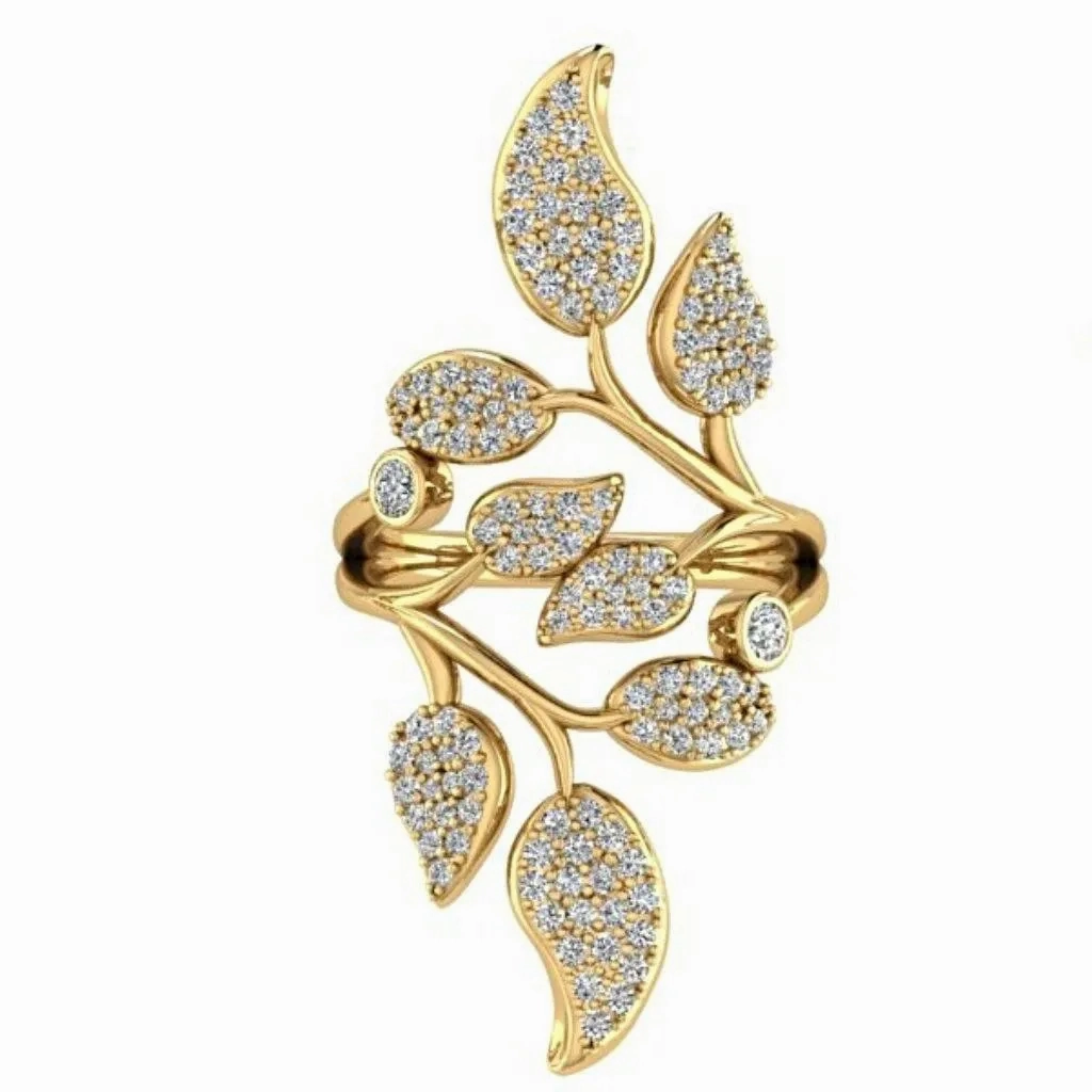 1.0 carat Diamond Leaf Ring 18K Rose Gold