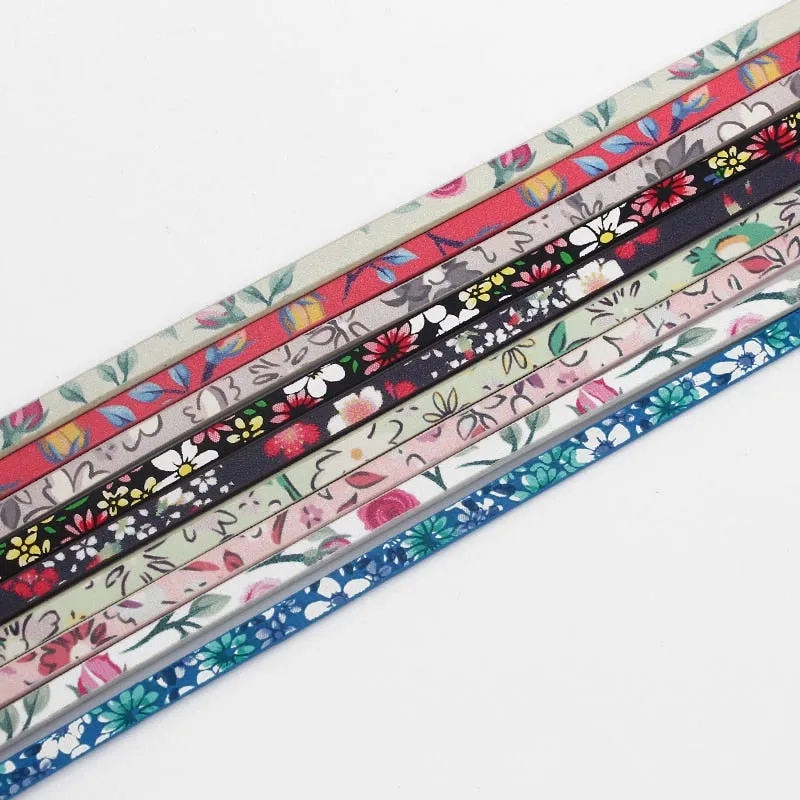 1 Meter Chinoiserie Flat Flower PU Leather Cord For Bracelet Necklace Anklet Making Rope DIY Fashion Jewelry Findings 5*2mm