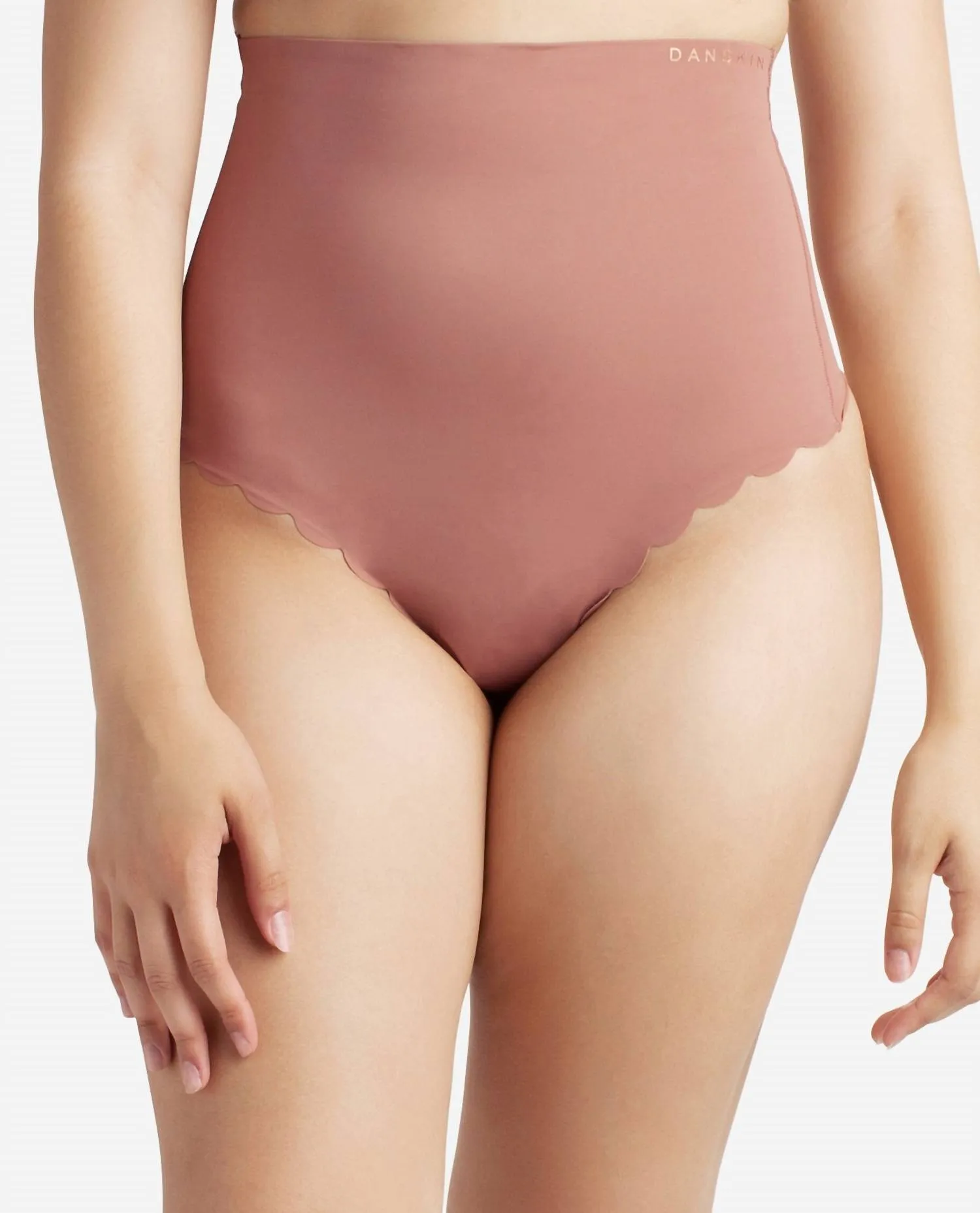 2er-Pack Laser-Thong-Formunterwäsche mit Rüschenrand in Schwarz und Mink Berry