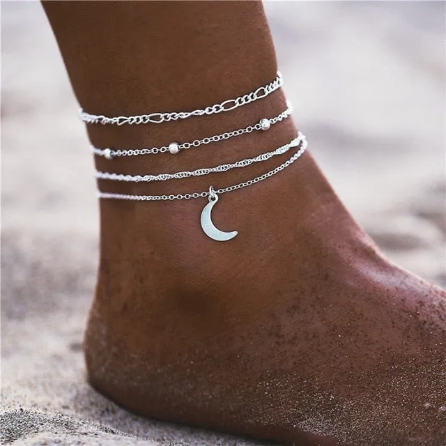 2019 New Boho Turtle Pendant Anklets For Women Shell Anklet Bracelets On The Leg Bohemian Foot Ocean Jewelry Drop Shipping