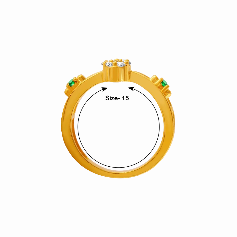 22KT Yellow Gold And American Diamond Ring For Women