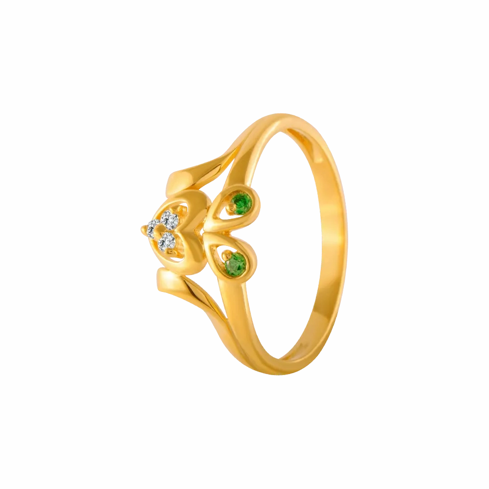 22KT Yellow Gold And American Diamond Ring For Women