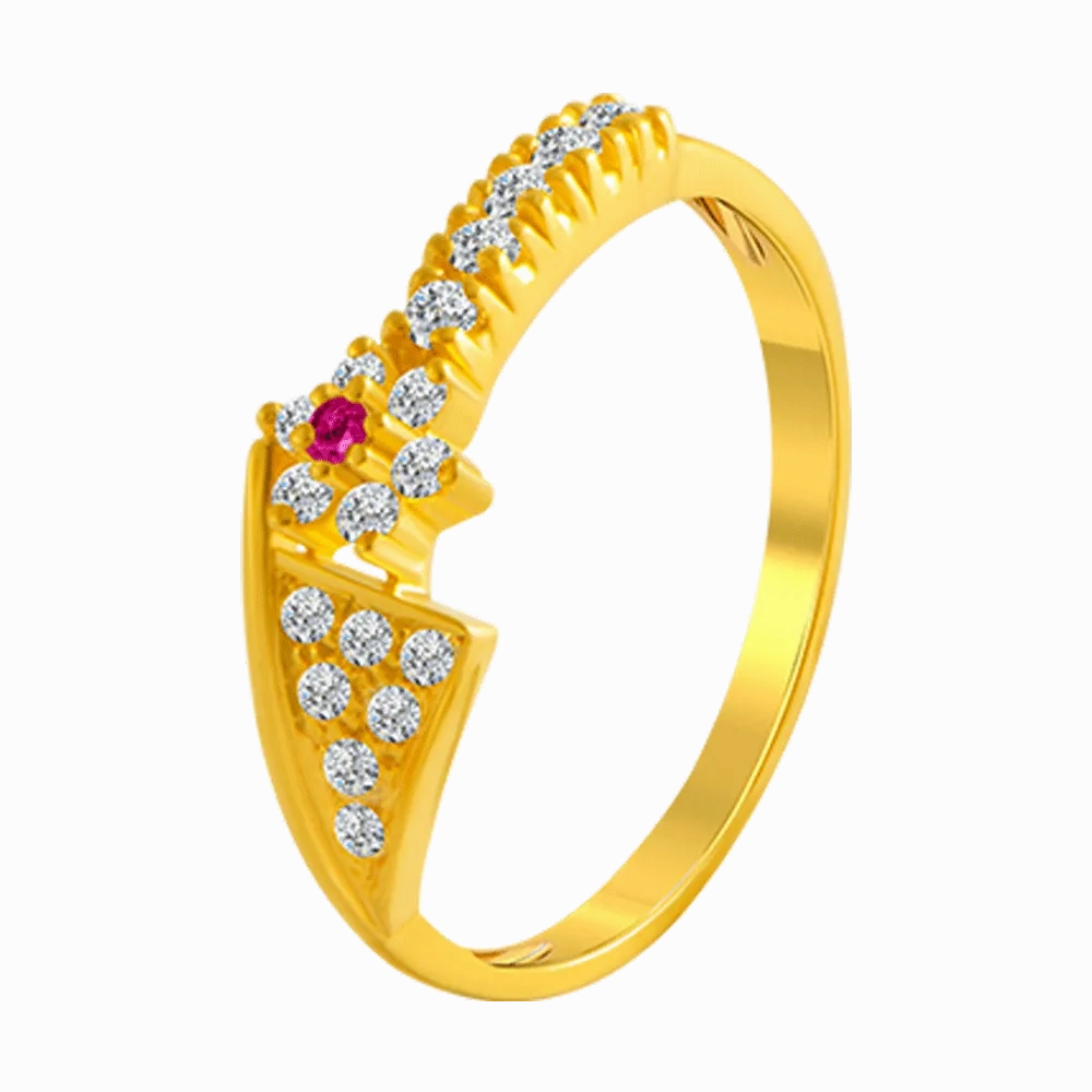 22KT Yellow Gold And American Diamond Ring For Women