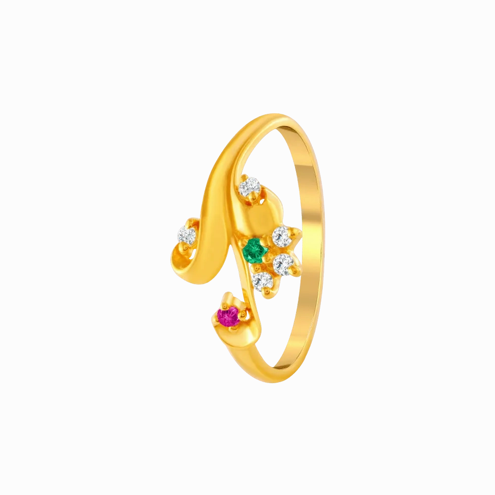 22KT Yellow Gold And American Diamond Ring For Women