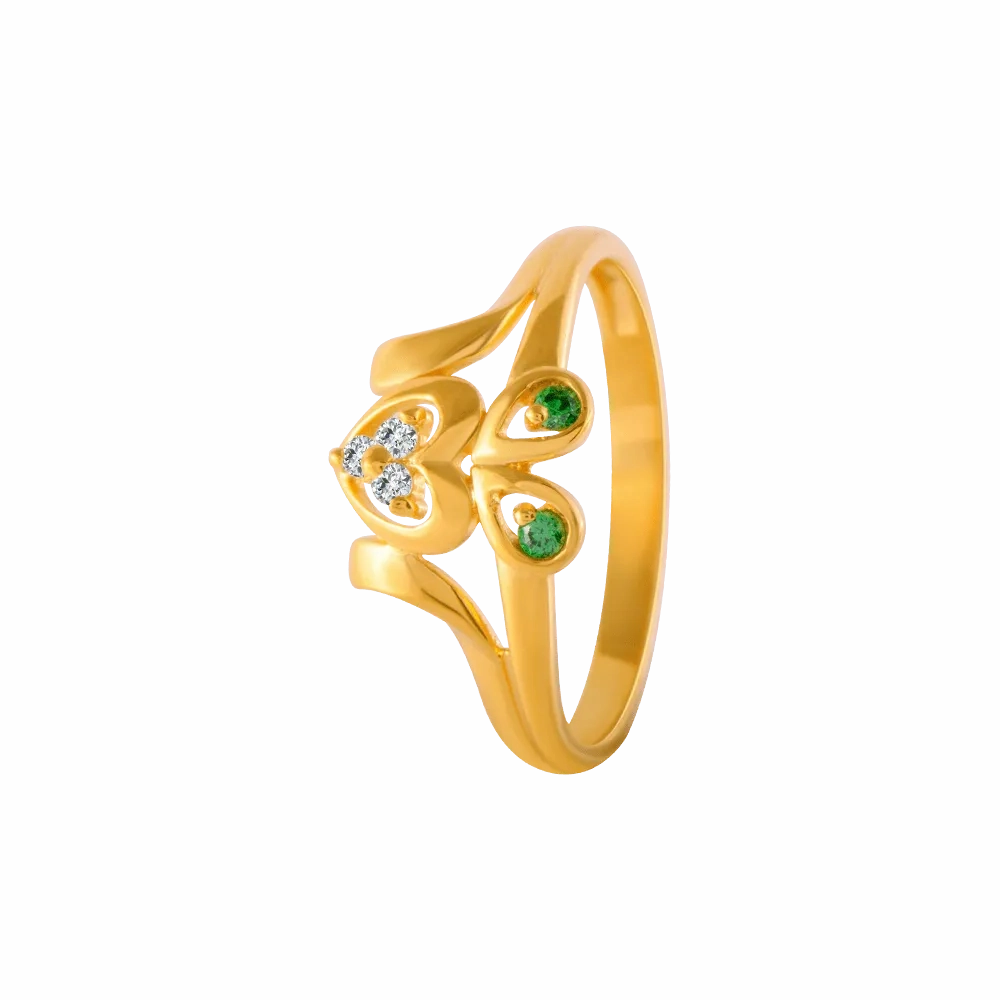 22KT Yellow Gold And American Diamond Ring For Women