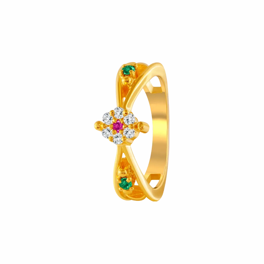 22KT Yellow Gold And American Diamond Ring For Women