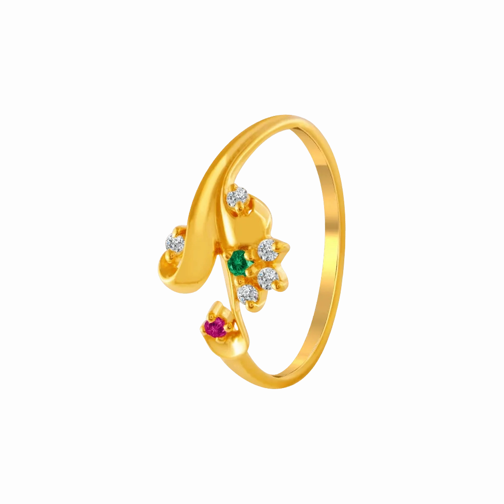 22KT Yellow Gold And American Diamond Ring For Women