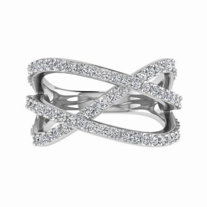 3 Way Diamond Crossover Ring 14K Gold (0.60 ct.tw.)