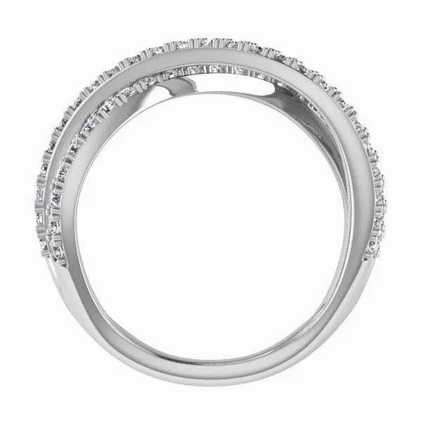 3 Way Diamond Crossover Ring 14K Gold