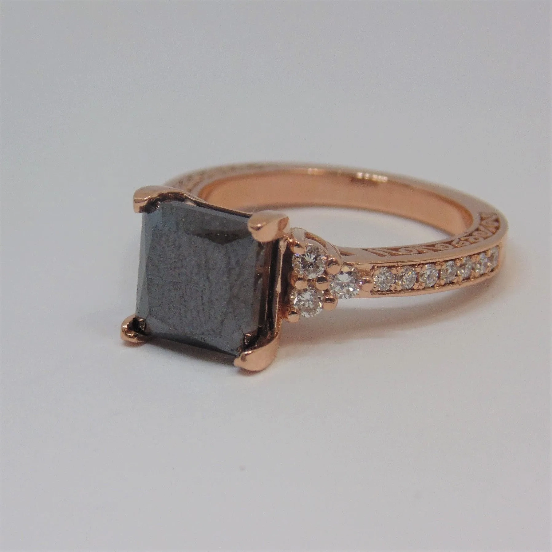 4.25 carat Black Diamond Engagement Ring