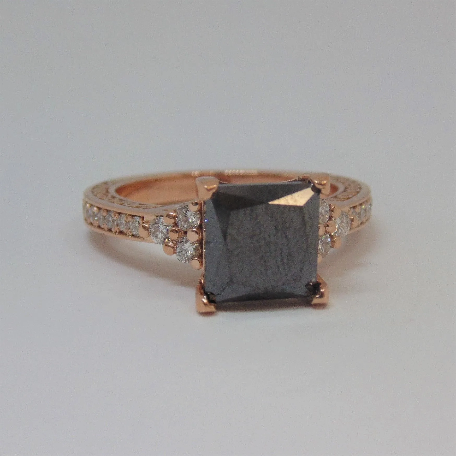 4.25 carat Black Diamond Engagement Ring