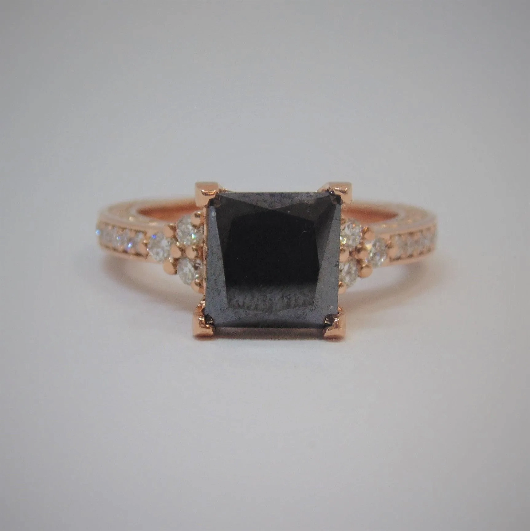 4.25 carat Black Diamond Engagement Ring