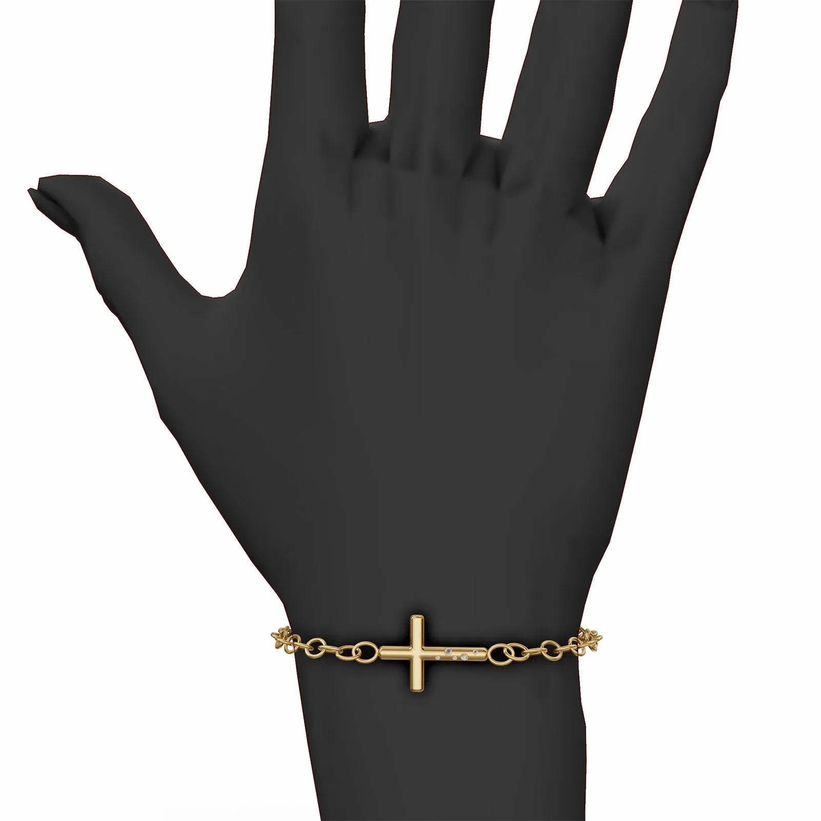 4.8mm Gold Diamond Cross Bracelet