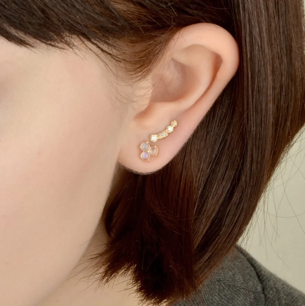 4-Stone Round &amp; Baguette Diamond Climber Earrings