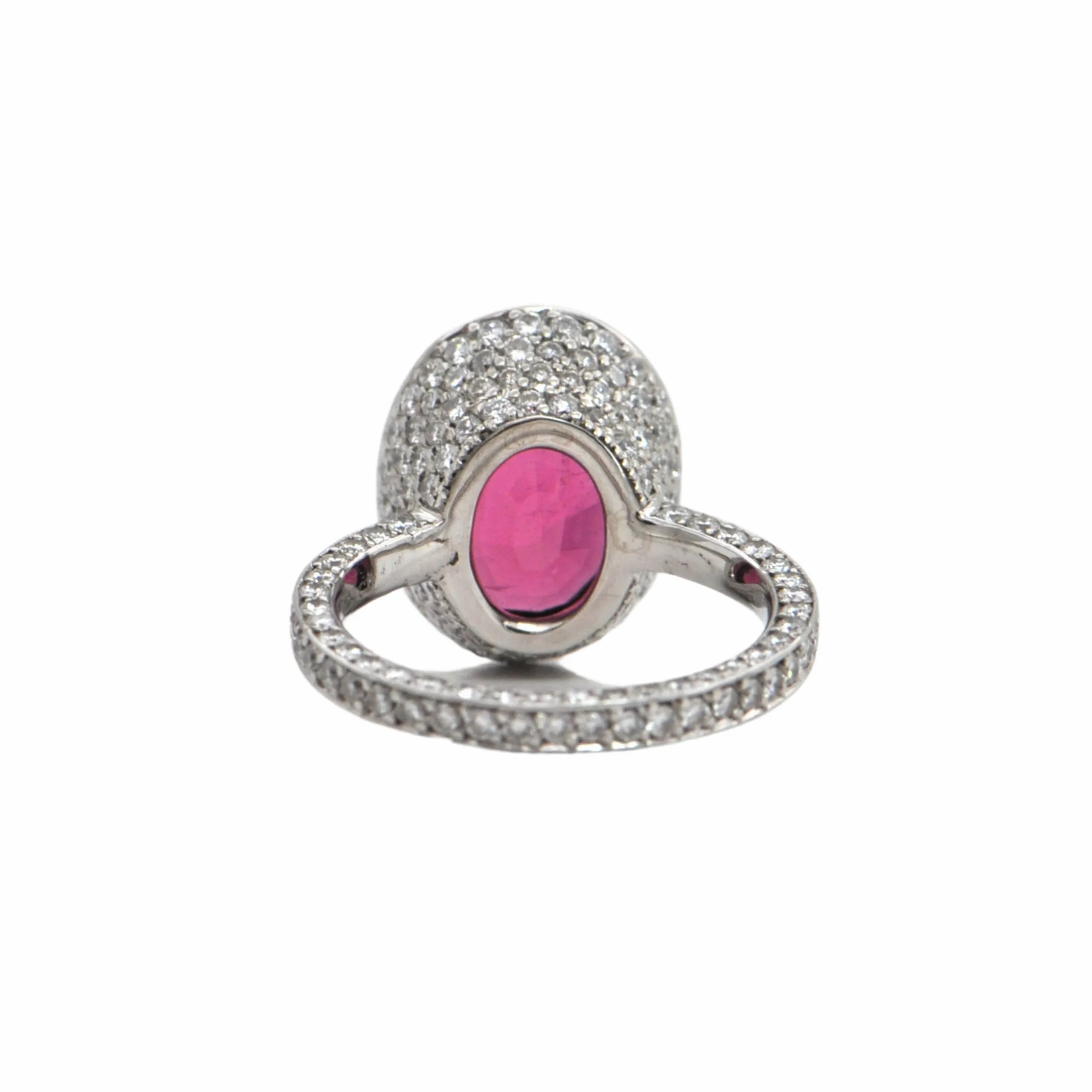 5.01ct Rubellite and Diamond 18k White Gold Ring