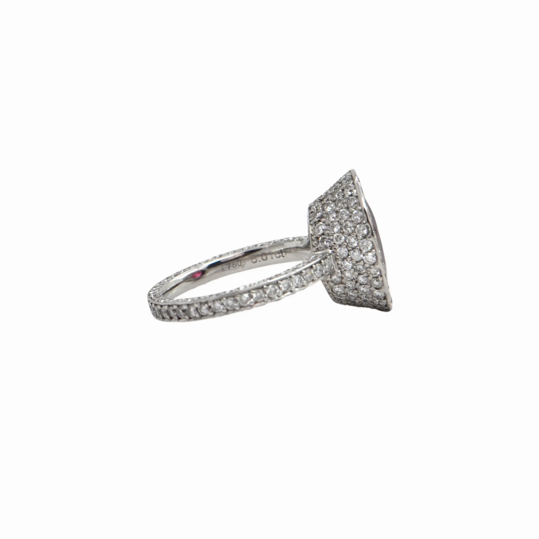 5.01ct Rubellite and Diamond 18k White Gold Ring